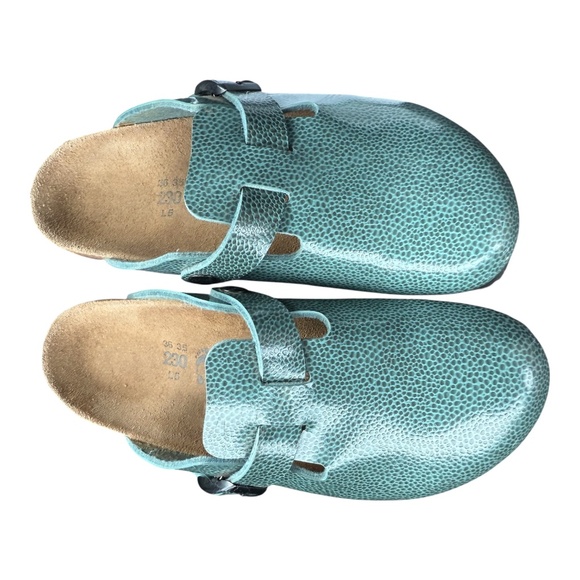 Birkenstock Betula Green-Blue Speckled Boston Clogs 5 - Picture 1 of 4